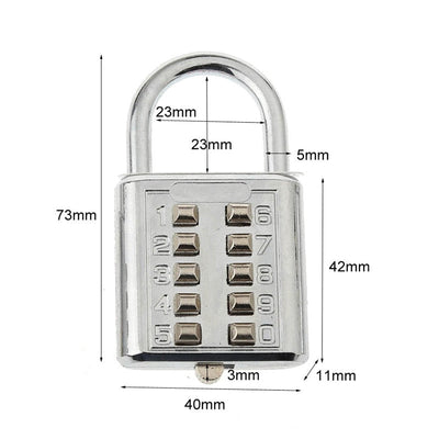 10 Digit Push Button Padlock